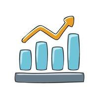 an icon of a graph chart with an arrow going up vector