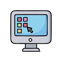 computer monitor with sticky notes on it vector