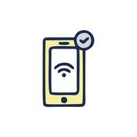 a phone with a wifi icon and a check mark vector