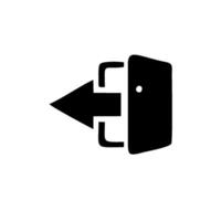 a black and white icon of a door with an arrow pointing to it vector