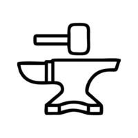 anvil icon on white background with hammer and anvil vector