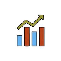 an icon of a bar chart with an arrow going up vector