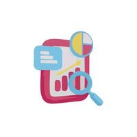 a magnifying glass and a chart are on a white background vector