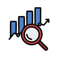 a magnifying glass is pointing at a chart vector