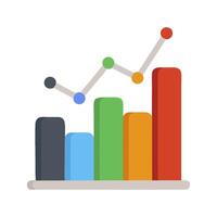 an icon of a bar chart with a graph vector