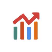 a graph chart with an arrow going up vector