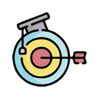 an arrow and a target in a clock icon vector