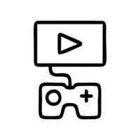 game controller icon illustration, doodle style illustration, hand drawn, isolated on white vector