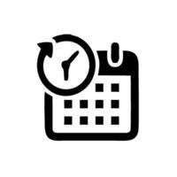 a black and white icon of a calendar and clock vector