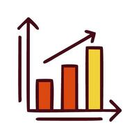 an icon of a bar chart with an arrow going up vector