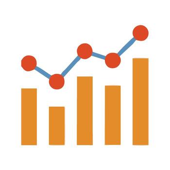 a graph showing a bar chart with an upward trend vector
