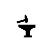 a black and white image of a hammer and anvil vector