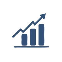 a graph chart with an arrow going up vector