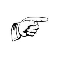 a hand pointing at something on a white background vector