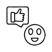 a black and white drawing of a smiley face with a thumbs up vector
