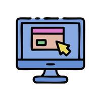 a computer monitor with a mouse pointing at a credit card vector