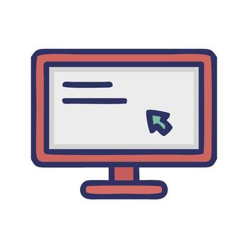 a computer monitor with a mouse and a button vector