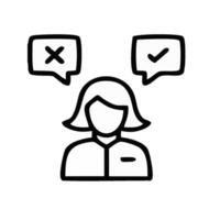 a woman with two speech bubbles above her head vector