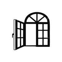 an open window with a door on it vector