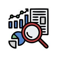 magnifying glass and paper with graphs and charts vector