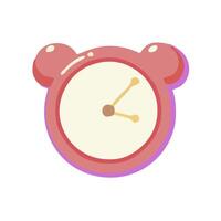 a pink alarm clock with two ears on it vector