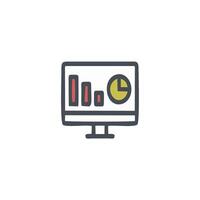a computer monitor with a clock and bar graph vector