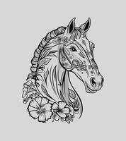 a horse head with flowers on it and the words wild on it. vector