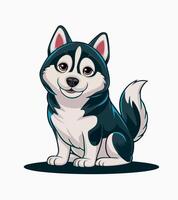 a dog that has a tag that says husky on it vector