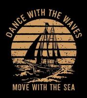 a boat with the word dance on it vector