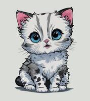 a drawing of a kitten with a pink nose and pink nose. vector