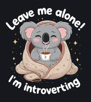a koala with a cup of tea and a koala in it vector