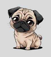 a pug dog with a black nose and a black nose. vector