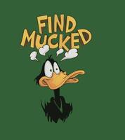 a cartoon of a duck with a cartoon face and the word find out. vector