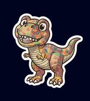 a drawing of a dinosaur with a colorful pattern on it vector