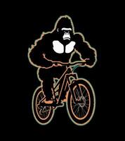 a gorilla on a bike with a black background vector