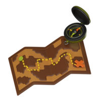 Navigating Adventures, of Map, Compass for Exploration. 3D Render png