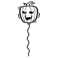 a black and white drawing of a pumpkin with a string attached to it png
