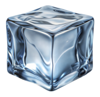 Clear ice cube glimmering under bright light, cut out png