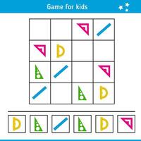 Sudoku with Rulers. Children's Educational Game, Logical Task. Riddle, Quiz for Kids vector