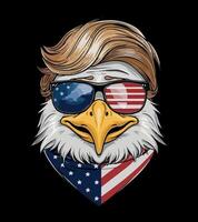 an eagle with a flag and a picture of a bald eagle. vector