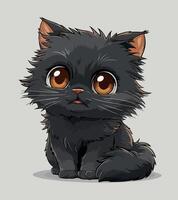 a drawing of a black cat with a brown nose and a brown nose. vector