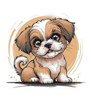 a drawing of a dog with a black nose and a white background vector