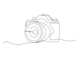 One continuous editable line drawing of a camera. vector