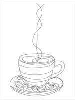 One continuous line drawing of hands holding a cup of tea. vector