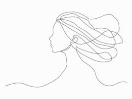 Continuous line art of a Woman abstract face. vector