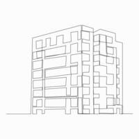 Single one line drawing apartment building in modern city, Art gallery structure isolated doodle minimal concept. vector