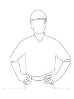 Continuous line drawing of foreman constructor engineer. vector