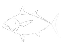 Continuous line art drawing style of a fresh salmon fish, One continuous line of fish. vector