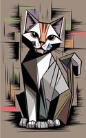 a drawing of a cat that has a face on it vector
