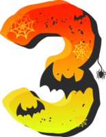 Number 3, Halloween alphabet lettering png